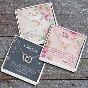 Interlocking Hearts Necklace with Message Card